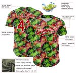 Custom Name Number Tropical Plant 3D Pattern Baseball Jersey in Black Red-White Design Personalized Black Red-White 3D Pattern