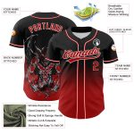 Custom Name Number Halloween Skull Baseball Jersey Black Red White 3D Pattern Personalized Black Red-White 3D Pattern Halloween