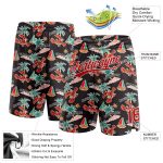 Custom Name Number Basketball Shorts Hawaii Palm Trees Lobster 3D Pattern Black Red White Sun Beach Authentic Personalized