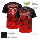 Custom Name and Number Unisex Softball Jersey - Personalized 3D Black Red-White Two-Button Design Personalized Black Red-White