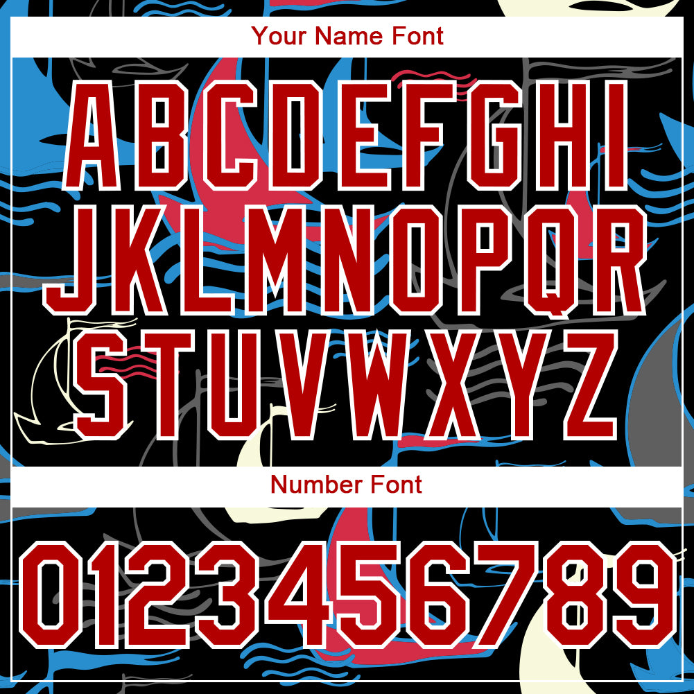 Custom 3D Sailing Boats Baseball Jersey in Black and Red-White Color Design Personalized Black Red-White 3D Sailing Boats - Image 5