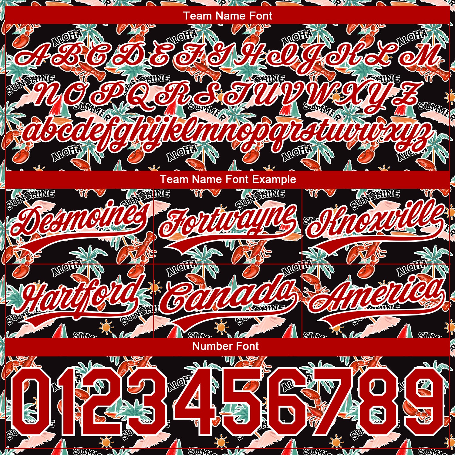 Personalized 3D Basketball Shorts with Palm Trees and Lobster, Black Red-White, Perfect for Sun Beach Hawaii Personalized - Image 3