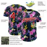 Personalized 3D Tropical Anthurium Flower Baseball Jersey - Black Red White Design Personalized Black Red-White 3D Tropical
