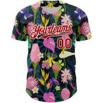 Personalized 3D Tropical Anthurium Flower Baseball Jersey - Black Red White Personalized Black Red-White 3D Tropical Anthurium