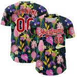 Personalized 3D Tropical Anthurium Flower Baseball Jersey - Black Red White Personalized Black Red-White 3D Tropical Anthurium
