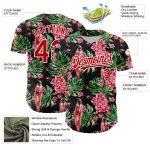 Personalized 3D Tropical Plant Bird Baseball Jersey Black Red White Personalized Black Red-White 3D Tropical Plant And Bird