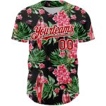 Personalized 3D Tropical Plant Bird Baseball Jersey Black Red White Personalized Black Red-White 3D Tropical Plant And Bird