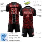 Custom Soccer Jersey with Personalized Name and Number - Black Red-White Abstract Fluid Sublimation Team Uniform Personalized