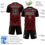 Personalized Abstract Geometric Shapes Soccer Jersey in Black Red-White Color Scheme Personalized Black Red-White Abstract