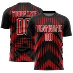 Personalized Abstract Triangle Soccer Jersey - Black Red-White Sublimation Uniform Personalized Black Red-White Abstract