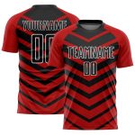 Personalized Soccer Jersey - Black Red-White Arrow Shapes Sublimation Uniform Personalized Black Red-White Arrow Shapes Sublimation