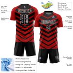 Personalized Soccer Jersey - Black Red-White Arrow Shapes Sublimation Uniform Personalized Black Red-White Arrow Shapes Sublimation