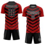 Personalized Soccer Jersey with Custom Name & Number - Black Red-White Arrow Shapes Uniform Personalized Black Red-White