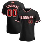 Custom American Flag Baseball Jersey - Personalized Black Red White Team Jersey with Name and Number Personalized Black Red-White