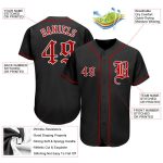 Custom Name and Number Authentic Baseball Jersey in Black Red-White - Personalized Team Jersey Personalized Black Red-White