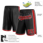 Custom Name and Number Authentic Basketball Shorts for Team - Personalized Black Red-White设计 Personalized Black Red-White