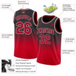 Custom Name Number Basketball Jersey - Personalized Black Red-White Authentic Fade Fashion Team Jersey Personalized Black