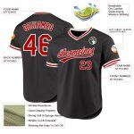 Custom Name and Number Authentic Throwback Baseball Jersey - Personalized Black Red White Team Jersey Personalized Black