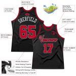 Personalized Authentic Basketball Jersey - Black Red White Throwback Design Personalized Black Red-White Authentic Throwback