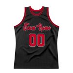 Personalized Authentic Basketball Jersey - Black Red White Throwback Design Personalized Black Red-White Authentic Throwback