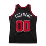 Personalized Authentic Basketball Jersey - Black Red White Throwback Design Personalized Black Red-White Authentic Throwback