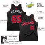 Customizable Black Red-White Basketball Jersey with Team Name and Number - Authentic Throwback Style Personalized Black Red-White