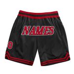 Personalized Authentic Basketball Shorts Black Red-White Throwback Style Personalized Black Red-White Authentic Throwback