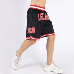 Custom Name Number Basketball Shorts - Personalized Authentic Black Red-White Throwback 6796 Personalized Black Red-White