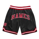 Custom Personalized Basketball Shorts with Team Name and Number - Black Red White Authentic Throwback Style Personalized