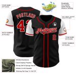 Custom Name and Number Two Tone Baseball Jersey - Personalized Black Red-White Design Personalized Black Red-White Authentic
