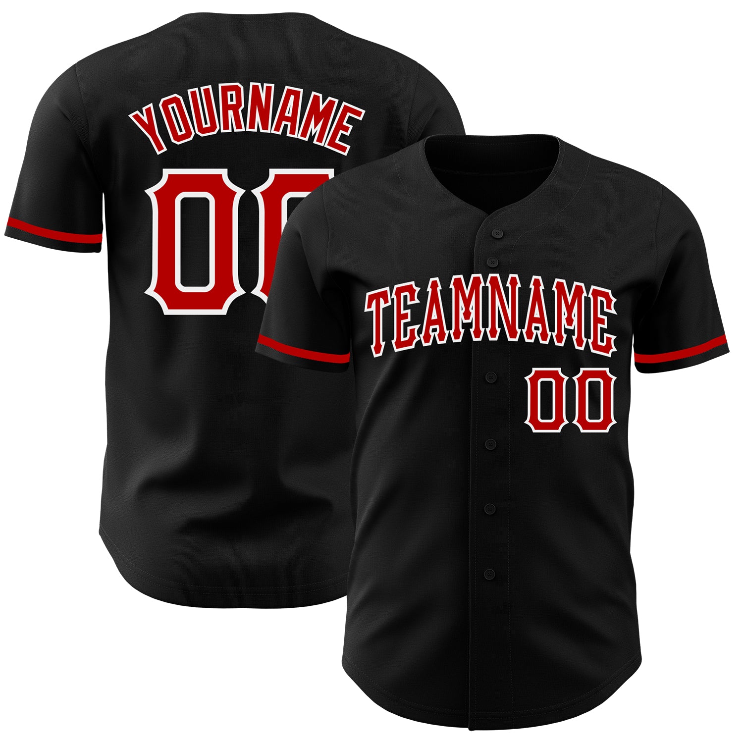 Personalized Black Red White Baseball Jersey for Men - Custom Team Sportswear Personalized Black Red-White Baseball Jersey