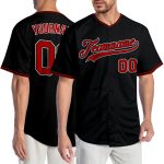 Personalized Baseball Jersey in Black Red White - Custom MLB Style 4 Personalized Black Red-White Baseball Jersey 4