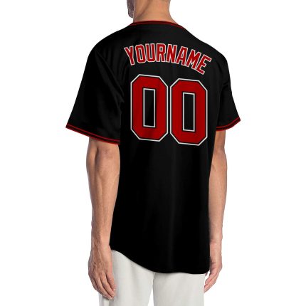 Personalized Baseball Jersey in Black Red White - Custom MLB Style 4 Personalized Black Red-White Baseball Jersey 4