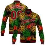 Personalized Black Red-White 3D Bomber Varsity Letterman Jacket for Black History Month Personalized Black Red-White Black