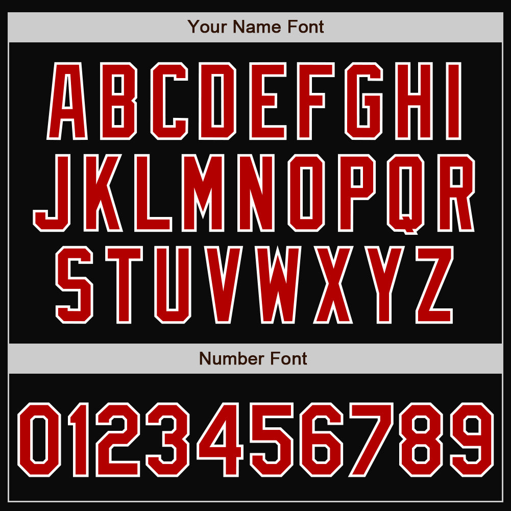 Personalized Varsity Letterman Jacket Bomber in Black, Red and White - Full-Snap Style Personalized Black Red-White Bomber - Image 7