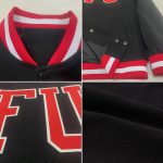 Personalized Bomber Varsity Letterman Jacket Black Red White Full-Snap 3 Personalized Black Red-White Bomber Full-Snap Varsity