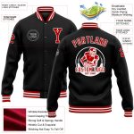 Personalized Varsity Letterman Jacket Black Red White Full-Snap Bomber Personalized Black Red-White Bomber Full-Snap Varsity