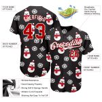 Personalized 3D Baseball Jersey in Black Red White for Christmas Personalized Black Red-White Christmas 3D Baseball Jersey