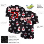 Personalized Christmas 3D Performance T-Shirt in Black Red-White for Men and Women Personalized Black Red-White Christmas