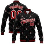 Custom Christmas Dog Jacket with Santa Costume, Personalized Black Red-White 3D Bomber Varsity Letterman, Custom Name & Number