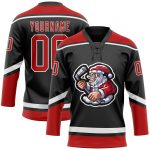 Personalized Santa Claus 3D Jersey Black Red-White Lace Neck Hockey Shirt Personalized Black Red-White Christmas Santa Claus