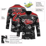 Personalized Christmas Santa Claus 3D Hockey Lace Neck Jersey - Black Red White 47 Personalized Black Red-White Christmas