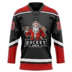 Personalized Santa Claus 3D Hockey Jersey with Custom Name & Number, Black Red White Team Gear Personalized Black Red-White