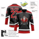 Personalized Santa Claus 3D Hockey Jersey with Custom Name & Number, Black Red White Team Gear Personalized Black Red-White