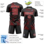 Personalized Soccer Jersey with Black Red-White Curve Lines Sublimation Design Personalized Black Red-White Curve Lines Sublimation