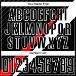 Custom Name and Number Soccer Jersey - Personalized Black Red White Diagonal Lines Uniform Personalized Black Red-White Diagonal