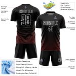 Custom Name Number Sublimation Soccer Jersey - Personalized Black Red White Geometric Lines Team Uniform Personalized Black