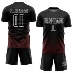 Custom Name Number Sublimation Soccer Jersey - Personalized Black Red White Geometric Lines Team Uniform Personalized Black