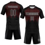 Custom Volleyball Jersey with Personalized Name & Number, Black Red-White Geometric Design, Team Uniform Personalized Black