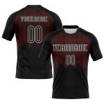 Custom Volleyball Jersey with Personalized Name & Number, Black Red-White Geometric Design, Team Uniform Personalized Black